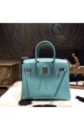 Luxury Hermes Birkin 30cm Epsom Calfskin Bag Handstitched Palladium Hardware, Blue Atoll 3P RS20064