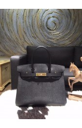 Luxury Hermes Birkin 30cm Epsom Calfskin Original Leather Bag Handstitched Gold Hardware, Noir RS13394