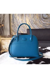 Luxury Hermes Bolide 27cm Epsom Calfskin Leather Bag Palladium Hardware Handstitched, Blue Izmir 7W RS12328