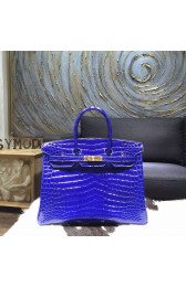 Luxury Hermes Shiny Alligator Birkin 30cm Bag Hand Stitched Gold Hardware Handstitched, Blue Electric 7T RS14245