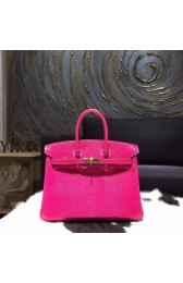 Quality Hermes Birkin 25cm Lizard Skin Original Leather Bag Handstitched Gold Hardware, Fuschia Pink 5J RS01695