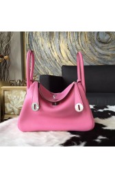 Quality Hermes Lindy 26cm/30cm Swift Calfskin Bag Handstitched Palladium Hardware, Pink 5P RS16146