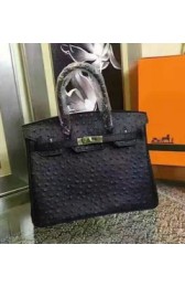 Replica AAAAA Hermes Birkin 30cm Autruche Ostrich Bag Palladium Hardware Handstitched, Cobalt 7C RS04033