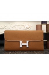 Replica Hermes Constance Wallet In Brown Epsom Leather RS15086