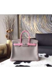 Replica Hermes Horseshoe Birkin 35cm Togo Calfskin Bag Handstitched Palladium Hardware, Pink 5P/Graphite RS04694