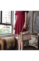 Replica Hermes Kelly 28cm Tedelakt Box Calfskin Bag Palladium Hardware Handstitched, Argile 1F RS13391