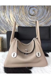 Replica Hermes Lindy 26cm/30cm Taurillon Clemence Calfskin Bag Hand Stitched, Elephant Gray RS15621