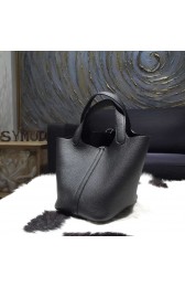 Replica Hermes Picotin Lock Bag 18cm/22cm Taurillon Clemence Palladium Hardware Hand Stitched, Noir Black RS01558