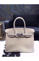 Replica Hermes Shiny Alligator Crocodile Birkin 30cm Palladium Hardware Handstitched, Parchemin 3C RS17562
