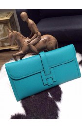 Replica Luxury Hermes Jige Elan Clutch 29cm Epsom Calfskin Handstitched, Blue Paon 7F RS09805