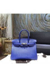 Sale 1:1 Hermes Birkin 30cm Epsom Calfskin Bag Handstitched Palladium Hardware, Electric Blue 7T RS15290