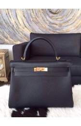 Top Hermes Kelly 32cm Epsom Palladium Hardware Handstitched, Noir RS03776