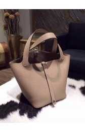 Top Hermes Picotin Lock Bag 22cm Taurillon Clemence Palladium Hardware Hand Stitched, Gris Tourterelle CK81 RS02758