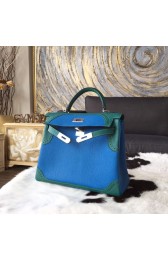 VIP Hermes Kelly Ghillies 28cm Togo Calfskin Leather Bag Handstitched Palladium Hardware, Mykonos 7Q/Malachite Z6 RS02762