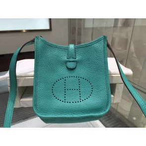 AAA Hermes Evelyne Mini TPM Taurillon Clemence Palladium Hardware Handstitched High Quality, Lagon 7V RS20027