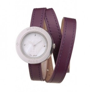 HERMES CLASSIC MOP DIAL PURPLE ELONGATED LEATHER STRAP RS23245