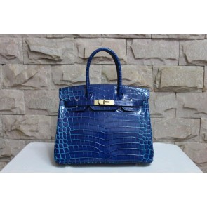 Hermes Shiny Alligator Crocodile Birkin 30cm Handstitched, Vert Emeraude 6Q RS09599