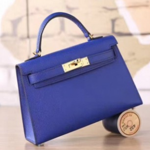 Hermes Electric Blue Epsom Kelly Mini II 20cm Handmade Bags RS23462