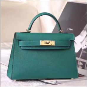 Hermes Malachite Epsom Kelly Mini II 20cm Handmade Bags RS23477
