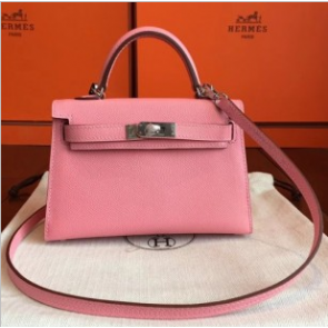 Hermes Rose Confetti Epsom Kelly Mini II 20cm Handmade Bags RS23481