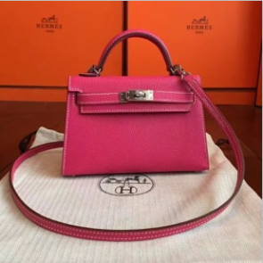 Hermes Rose Red Epsom Kelly Mini II 20cm Handmade Bags RS23459