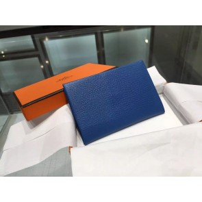 Knockoff Hermes Calvi Card Holder Case Handstitched Taurillon Clemence Calfskin, Blue de Malte RS01881