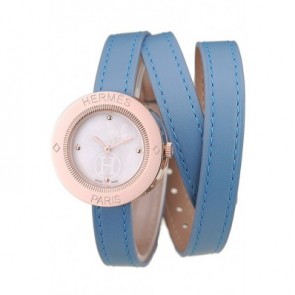 Replica Hermes Classic MOP Dial Light Blue Elongated Leather Strap RS23250