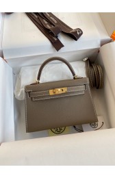2022 Designer Replica Hermes Mini Kelly Gold Hardware Grey Bags RS23295