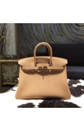 AAA Hermes Birkin 25cm Togo Calfskin Bag Handstitched Gold Hardware, Tabac Camel CK24 RS19421