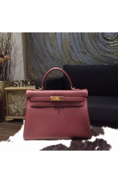 AAA Hermes Kelly 32cm Togo Calfskin Original Leather Bag Handstitched, Rouge H CK55 RS00060