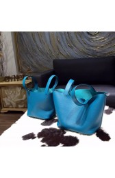 AAA Imitation Hermes Picotin Lock Bag 18cm/22cm Taurillon Clemence Palladium Hardware Handstitched, Blue Izmir 7W RS04803