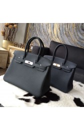 AAA Replica Hermes Birkin 30cm Togo Calfskin Bag Handstitched Gold Hardware, Plomb 8P (Blue-Black) RS11275