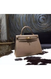 Cheap Hermes Kelly 28cm Epsom Calfskin Bag Gold Hardware Handstitched, Etoupe CK18 RS00020