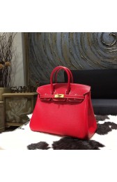 Copy AAAAA Hermes Horseshoe Birkin 25cm Epsom Calfskin Original Leather Bag Handstitched Gold Hardware, Rouge Casaque Q5/Blue Thalassa 7A Interior RS03740