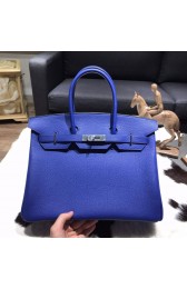 Copy Best Hermes Birkin 35cm Togo Calfskin Leather Bag Palladium Hardware Handstitched, Blue Electric CK7T RS21287