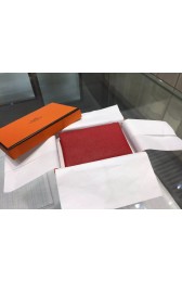 Copy Hermes Calvi Card Holder Case Handstitched Taurillon Clemence Calfskin, Rouge Pimet RS19313