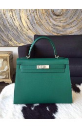 Copy Hermes Kelly 32cm Epsom Calfskin Palladium Hardware Handstitched, Malachite RS20371