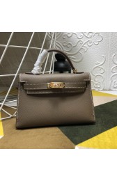 Designer Hermes Mini Kelly Gold Hardware Grey Bags RS23304