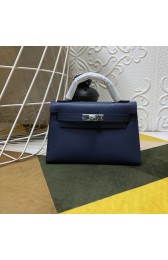 Designer Replica Hermes Mini Kelly Silver Hardware Blue Bags RS23299
