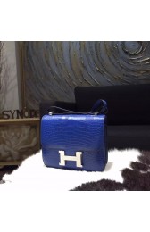 Fake Hermes Constance 18cm Matte Alligator Crocodile Original Leather Fully Handstitched Palladium Hardware, Blue Electric 7T RS17581