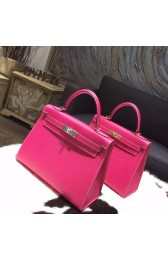 Fake Hermes Kelly 28cm/32cm Epsom Calfskin Bag Handstitched Palladium/Gold Hardware, Rose Tyrien E5 RS00321
