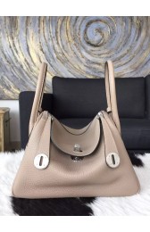Fake Replica Hermes Lindy 26cm/30cm Taurillon Clemence Calfskin Bag Handstitched, Gris Tourterelle CK81 RS02009