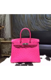 Hermes Autruche Ostrich Birkin 30cm Bag Handstitched Palladium Hardware Handstitched, Fuschia Pink 5J RS20506