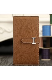 Hermes Bearn Gusset Wallet In Brown Leather RS14640