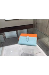 Hermes Bearn Wallet Epsom Leather Palladium Hardware High Quality, Blue Atoll RS10360