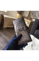 Hermes Bearn Wallet Matte Alligator Crocodile Gold Hardware Handstitched, Chocolat CK47 RS10517
