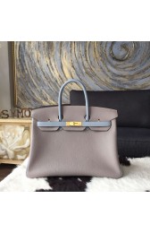 Hermes Bi-Color Birkin 30cm Taurillon Clemence Calfskin Bag Handstitched Gold Hardware, Bleu Lin Etain Grey RS19135