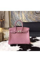 Hermes Birkin 25cm Autruche Ostrich Bag Palladium Hardware Handstitched, Lilas RS07526