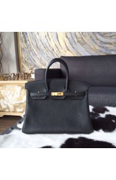 Hermes Birkin 25cm Togo Calfskin Bag Gold Hardware Handstitched, Black Noir RS10093