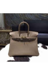 Hermes Birkin 25cm Veau Crispe Togo Calfskin Bag Hand Stitched Gold Hardware, Etoupe CK18 RS16338